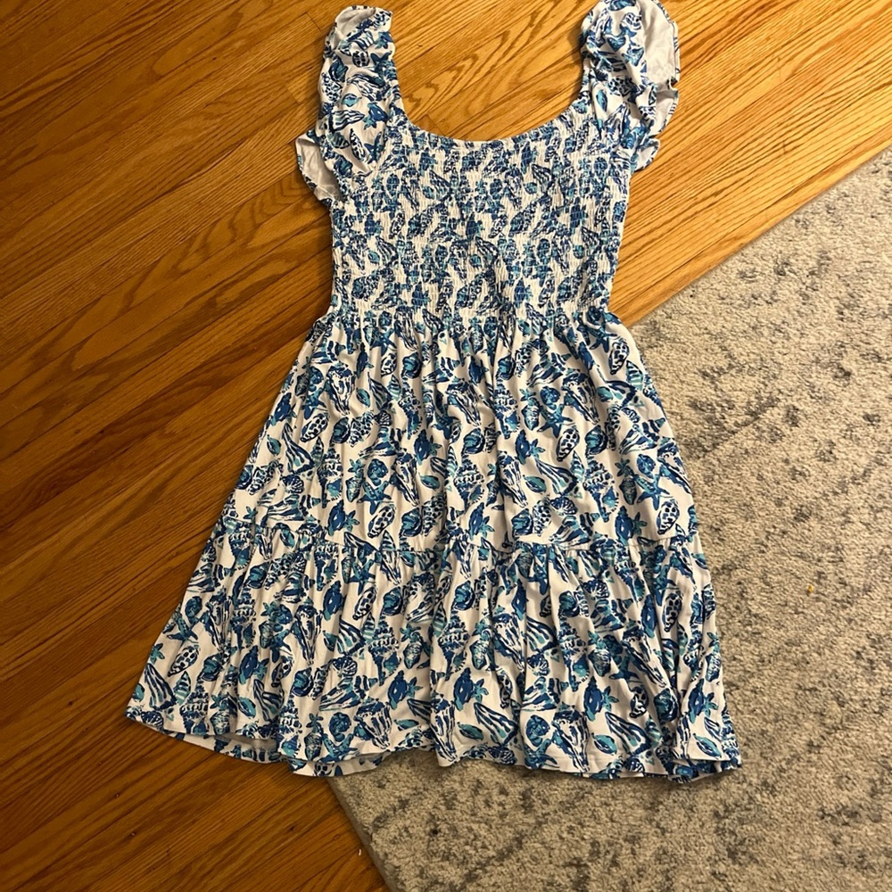 Lilly Pulitzer Jilly Smocked Dress IShell Collector Size L Bundle 3/$65
